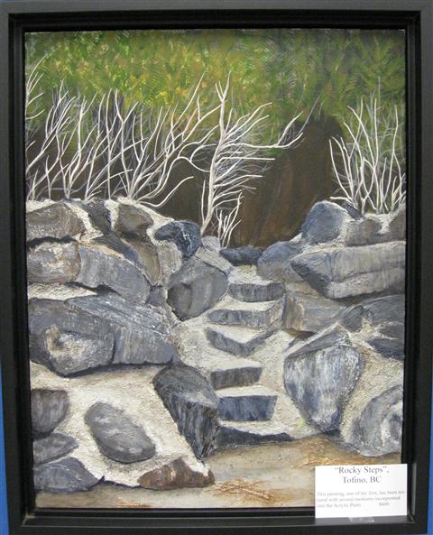 Photo of painting of Rocky Steps on a beach in Tofino, BC